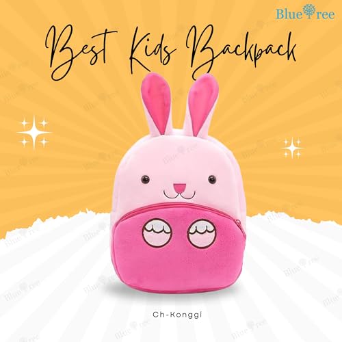 blue tree School Bag for Cute Kids for (1-5 Years), Nursery Soft Plush Pink Ch konggi Bag for toddlers, Mini Travel Animal Backpack for Boys and Girls - Image 2