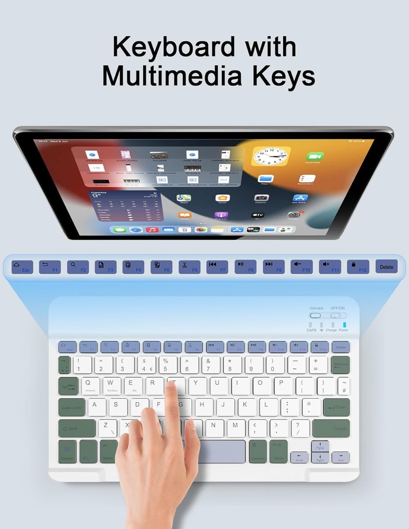 Nsyee Bluetooth Keyboard and Mouse, Universal Compact Wireless Keyboard, Rechargeable Portable Keyboard for iPad/Samsung/Tablet/iOS/Android/Windows, UK Layout - Image 3