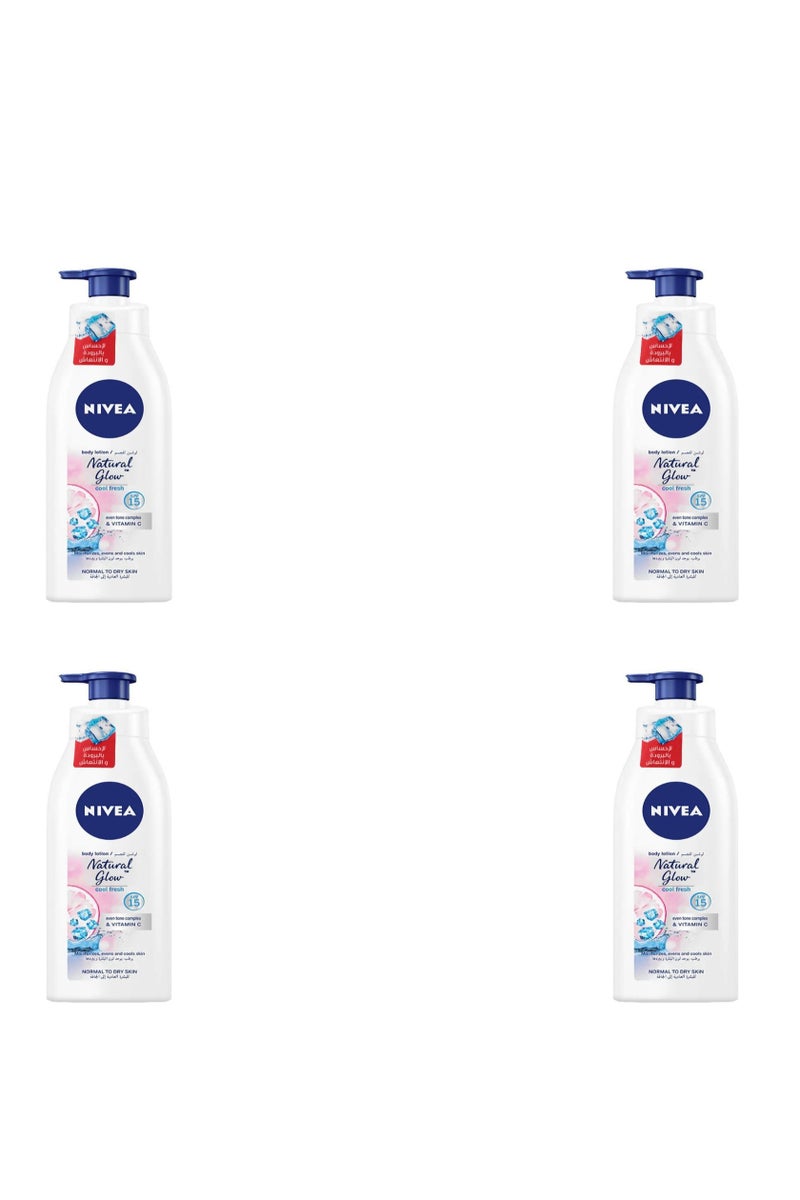NIVEA NATURAL GLOW COOL FRESH BODY LOTION 4*400 ML   (pack of 4) - Image 1