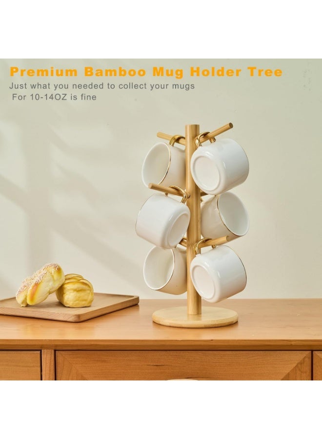 KITCHENOO Kitcheno Bamboo Cup Tree, Detachable Coffee Cup Holder, 6 Detachable Hooks, Decorative Cup Racks for Coffee Bar Organization - Image 3
