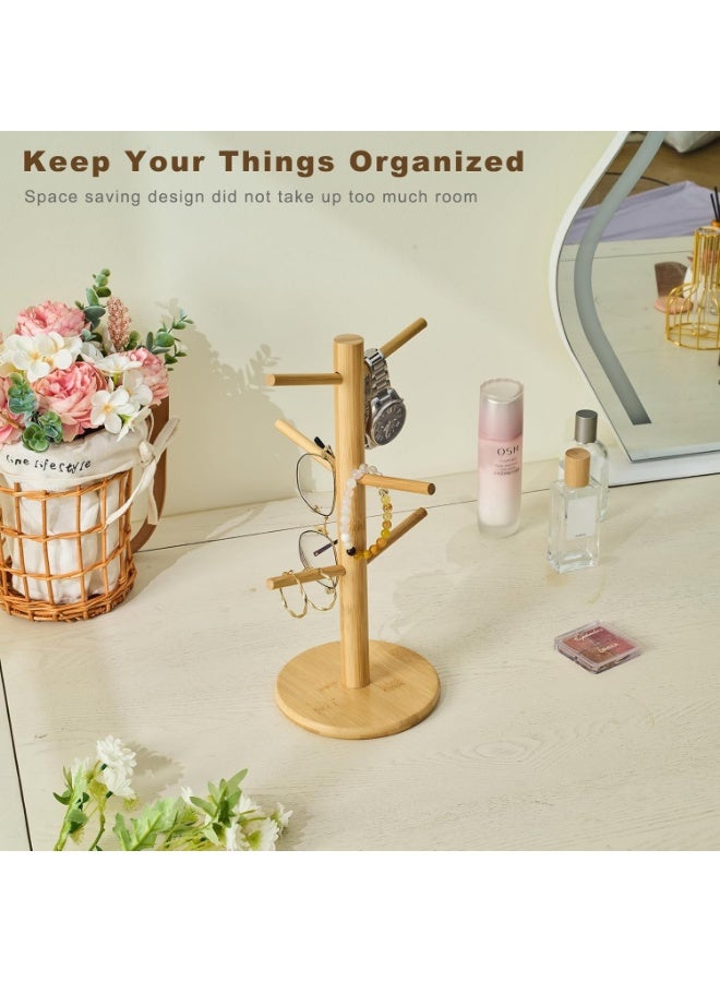 KITCHENOO Kitcheno Bamboo Cup Tree, Detachable Coffee Cup Holder, 6 Detachable Hooks, Decorative Cup Racks for Coffee Bar Organization - Image 4