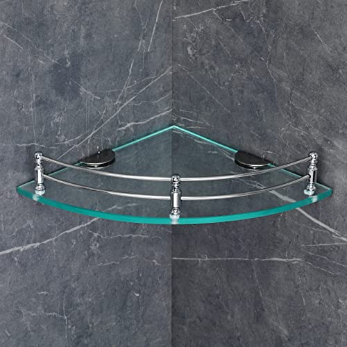 FORTUNE Glass Corner Shelf/Bathroom Shelf/Multipurpose Shelf/Living Room Corner Shelf/Wall Mount Bathroom Shelves (Transparent) (9 x 9 Inch) - (Pack of 1) - Image 4