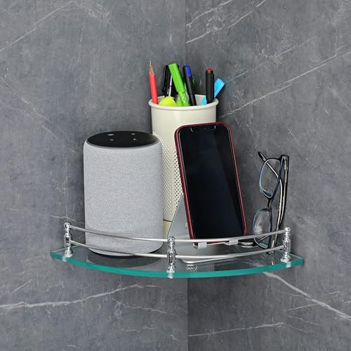 FORTUNE Glass Corner Shelf/Bathroom Shelf/Multipurpose Shelf/Living Room Corner Shelf/Wall Mount Bathroom Shelves (Transparent) (9 x 9 Inch) - (Pack of 1) - Image 5