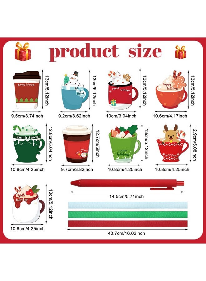 Geyee 9 Sets Christmas Coffee Cup Notepad with Pen Winter Memo Pad Christmas to Do List Xmas Notepads Set for Study Work Decoration Christmas Party Favors (Cute) - Image 2