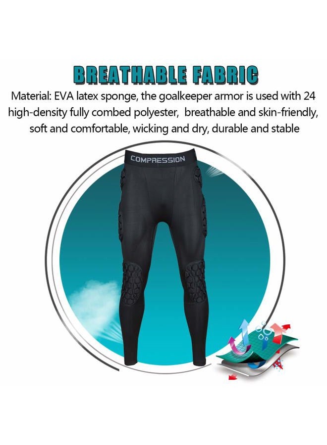 Shinestone Youth Adult Men's Goalkeeper Armor Padded Compression Shirt Pants and Short (Black, X-Large) - Image 4