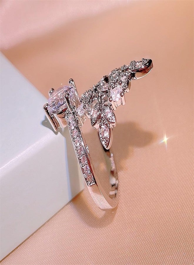 AZQ 925 Sterling Silver Shiny Full Diamond Gemstone Ring 18K Gold Cocktail Ring Crown Cubic Zirconia Ring CZ Diamond Multi Row Rings Eternity Engagement Wedding Party Ring for Women Z.131 (US Code 7) - Image 3