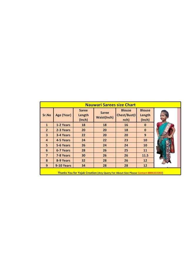 Yojak Creation Reddy To Wear Shahi Mastani Nauvari Saree (1-2 Year, Yellow), Girls, Silk  - Image 4