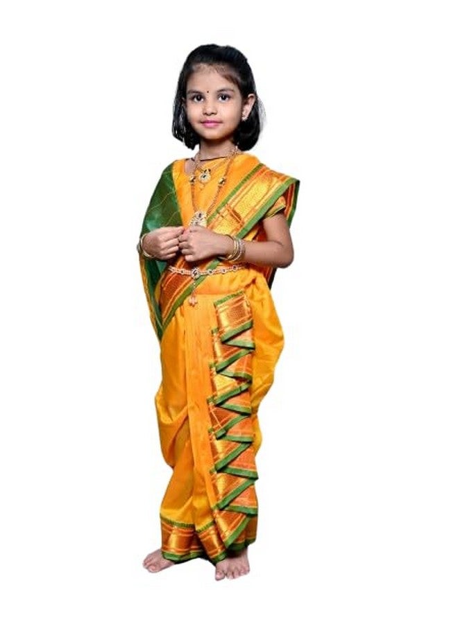 Yojak Creation Reddy To Wear Shahi Mastani Nauvari Saree (1-2 Year, Yellow), Girls, Silk  - Image 1