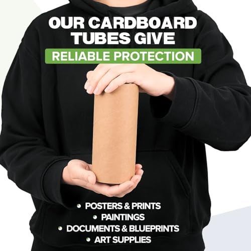 Paclord 3" x 6" Reinforced Kraft Paper Mailing Tube, Pack of 8 Tubes with 16 Caps – Secure USPS Approved Poster Tube – Made in USA Cardboard Tube for Shipping and Storing Posters, Prints, Artwork - Image 5