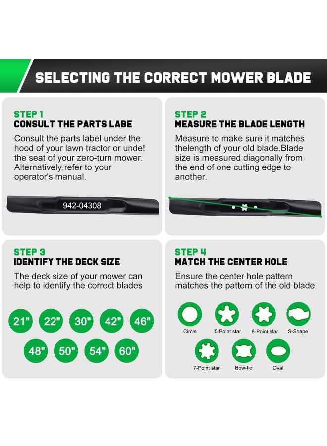 Grasscool 942-04308 Mower Blades for 42" Deck Troy Bilt Cub Cade XT1 LT42 XT2 LX42 RZT42 Replace for 942-04308A 942-04308-X 942-04312 742-04312 High Lift (2 Pack) - Image 2