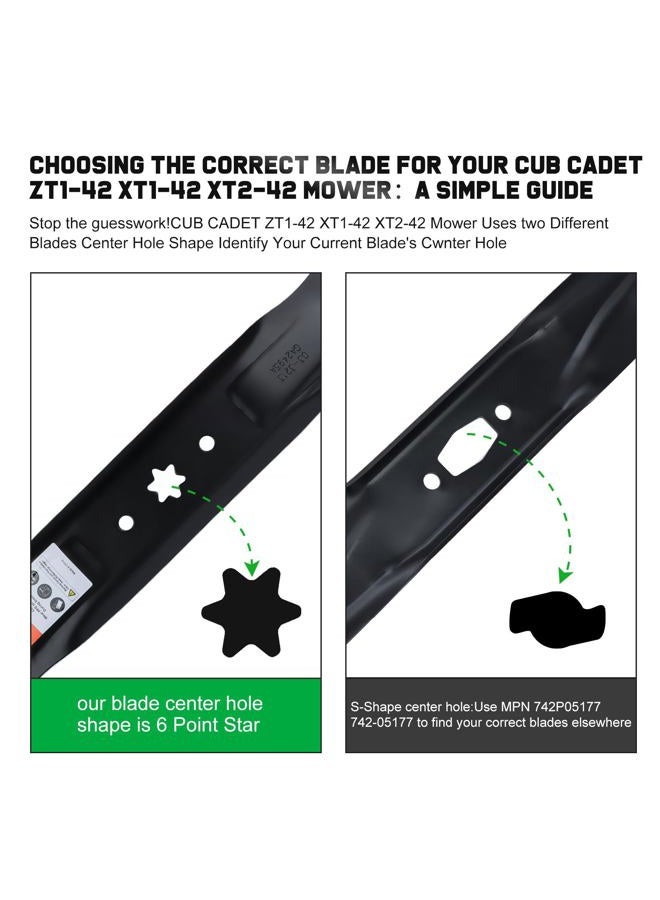 Grasscool 942-04308 Mower Blades for 42" Deck Troy Bilt Cub Cade XT1 LT42 XT2 LX42 RZT42 Replace for 942-04308A 942-04308-X 942-04312 742-04312 High Lift (2 Pack) - Image 4