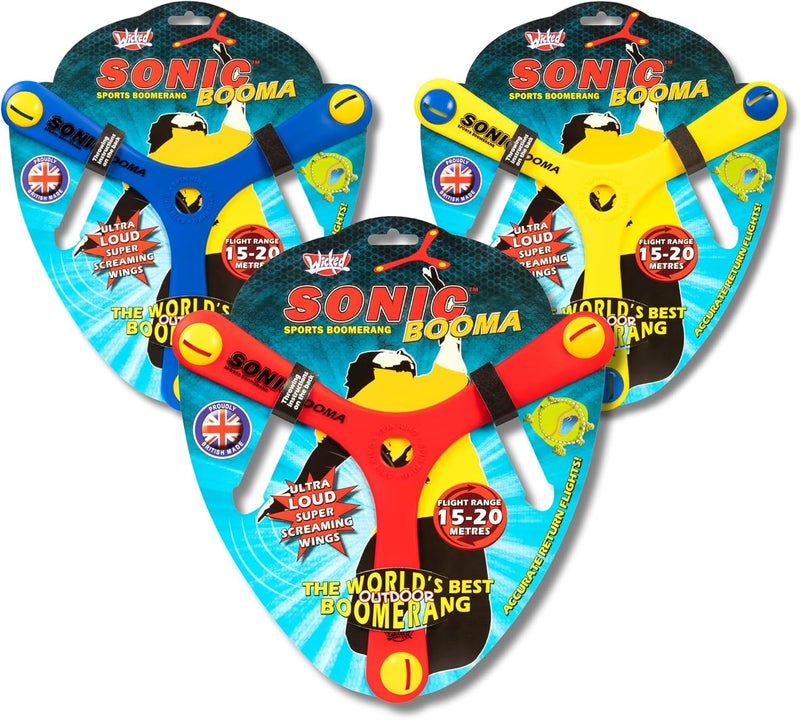 WICKED Sonic Booma - The World's Best Outdoor Boomerang. Ultra Loud Whistle in Flight! Guaranteed Return Flights/Special Memorang Polymer Made. 1 Random Color - Image 1