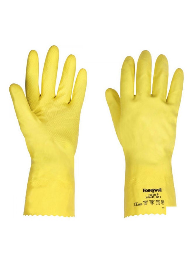 Honeywell 1-Pair Honeywell Finedex Reusable Long Cuff Latex Gloves 0.4mm Thick 30cm Length Yellow Extra Large  - Image 1