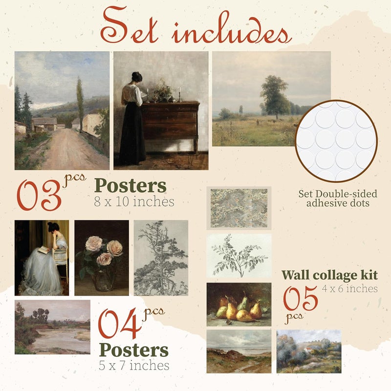 97 Decor Vintage Wall Art Prints - French Antique Decor, Vintage Pictures Wall Decorations, Moody Gallery Wall Art, Landscape Paintings Farmhouse Antique Posters for Home Bedroom (8x10 Unframed) - Image 2