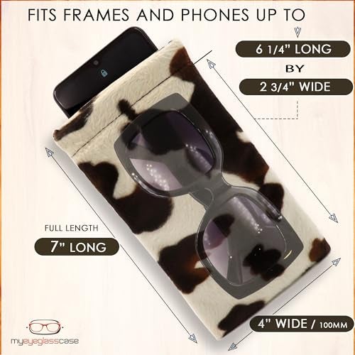 MyEyeglassCase Women Soft Sunglasses Case Squeeze Top | Large Eyeglass case Pony Animal Print | Oversized Glasses Case Holder Pouch | Passport Holder - Earbud & Phone Charger Storage Case (CT8 Pony1) - Image 4