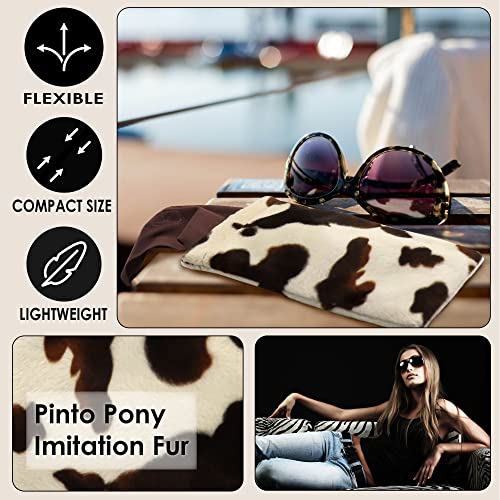 MyEyeglassCase Women Soft Sunglasses Case Squeeze Top | Large Eyeglass case Pony Animal Print | Oversized Glasses Case Holder Pouch | Passport Holder - Earbud & Phone Charger Storage Case (CT8 Pony1) - Image 5