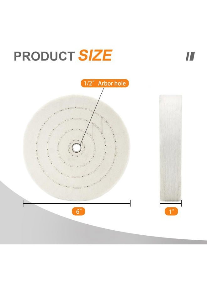 SCOTTCHEN Extra Thick Buffing Polishing Wheel 6 inch (70 Ply) for Bench Grinder Tool with 1/2" Arbor Hole 2 PCS - Image 2