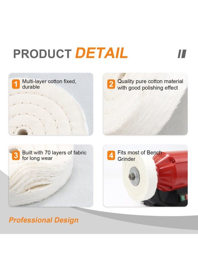 SCOTTCHEN Extra Thick Buffing Polishing Wheel 6 inch (70 Ply) for Bench Grinder Tool with 1/2" Arbor Hole 2 PCS - Image 4