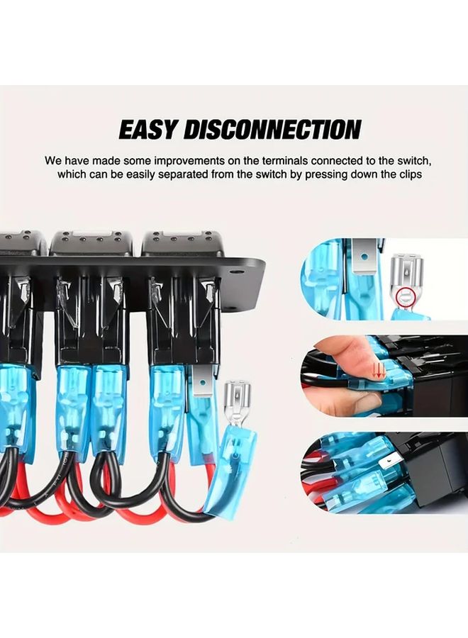 لوحة مفتاح الصخور ثلاثية الاتجاه باللون الأزرق مع شاحن USB مزدوج 4 8A وعداد الجهد للشاحنات والمقطورات السكنية - Image 4