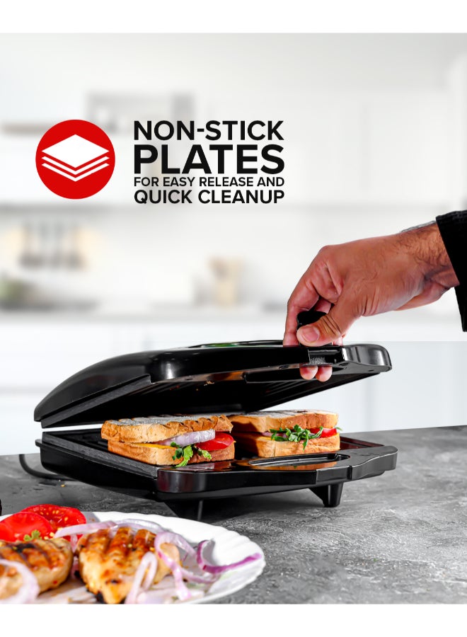 Olsenmark 4-Slice Grill Maker, Non-Stick Plates for Easy Release and Quick Cleanup, Adjustable Temperature with Power Indicator, Perfect for Grilled Sandwiches 4 Slices 1400 W OMGM7012 Black - Image 4