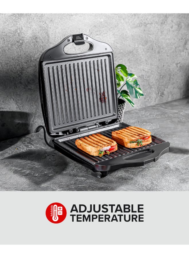 Olsenmark 4-Slice Grill Maker, Non-Stick Plates for Easy Release and Quick Cleanup, Adjustable Temperature with Power Indicator, Perfect for Grilled Sandwiches 4 Slices 1400 W OMGM7012 Black - Image 5