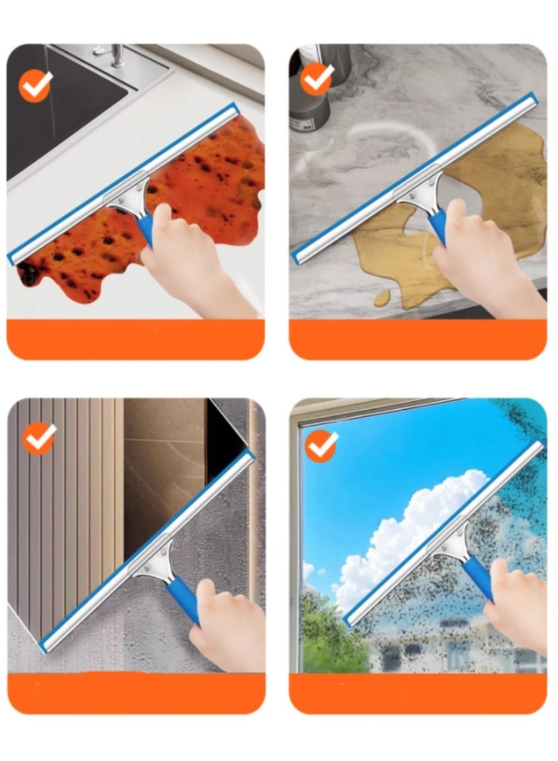 Universal cleaning scraper, 35 cm wide, equipped with a replaceable cleaning cloth, with two scraping strips, bathroom household cleaning, glass cleaning, mop, floor cleaner, with a detachable 1.2 m pole - Image 3