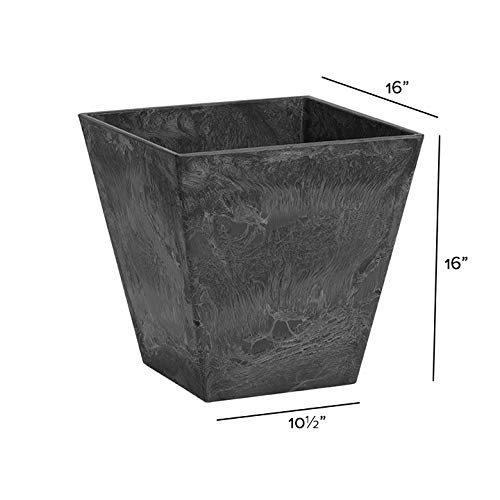 Root & Vessel, Black, 35168 Ella Square Planter, Black, 16-Inch - Image 3