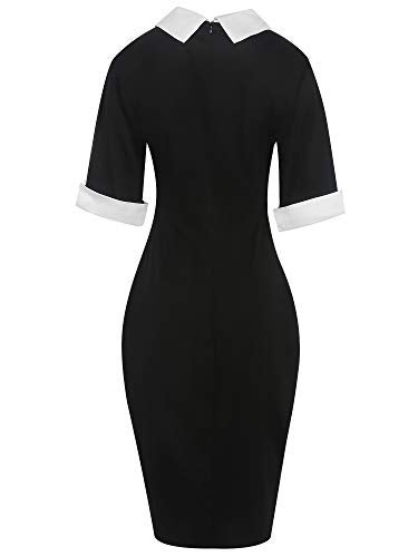 oxiuly Women's Vintage Formal Office Work Dresses Casual Knee-Length Bodycon Pencil Dress Plus OX276 (XXL, Black Solid) - Image 5