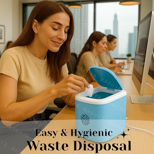 Nabhya Mini Waste Bin Disposal Dustbin Wooden Finished Dustbin For Car Office Desk And Home Use (Blue),Open Top - Image 2