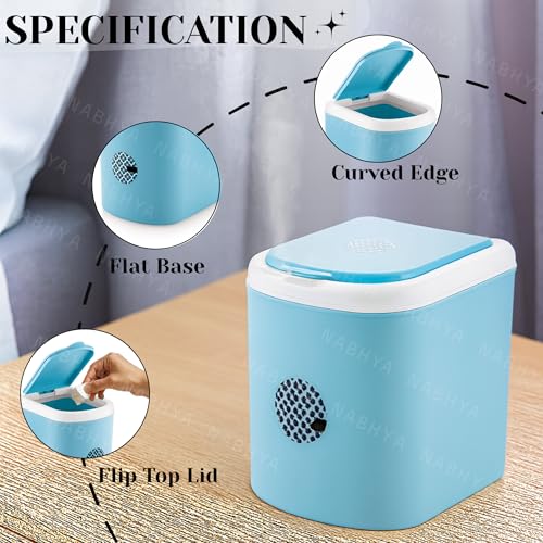 Nabhya Mini Waste Bin Disposal Dustbin Wooden Finished Dustbin For Car Office Desk And Home Use (Blue),Open Top - Image 5