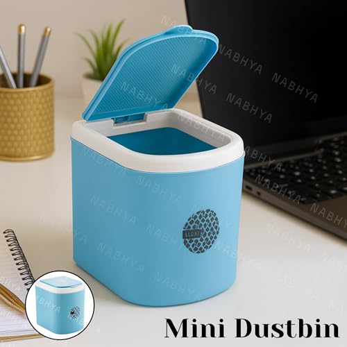 Nabhya Mini Waste Bin Disposal Dustbin Wooden Finished Dustbin For Car Office Desk And Home Use (Blue),Open Top - Image 4