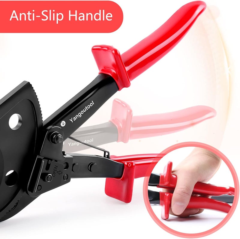 Yangoutool Store Ratcheting Cable Cutters up to 400mm² /Φ22.5mm/Φ0.89 inches Heavy Duty Aluminum Copper Ratchet Wire Cutter for Cutting Electrical Wire - Image 2