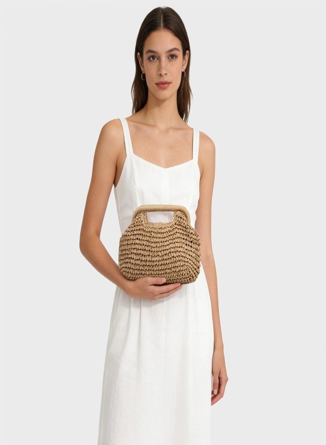 LUI SUI Straw Dumpling Clutch Bag, Summer Beach Bag, Woven Straw Tote Clutch Purse for Women, Vacation Evening Bags - Image 2