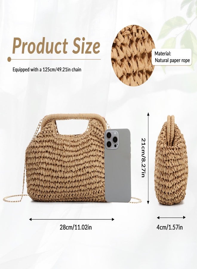 LUI SUI Straw Dumpling Clutch Bag, Summer Beach Bag, Woven Straw Tote Clutch Purse for Women, Vacation Evening Bags - Image 4