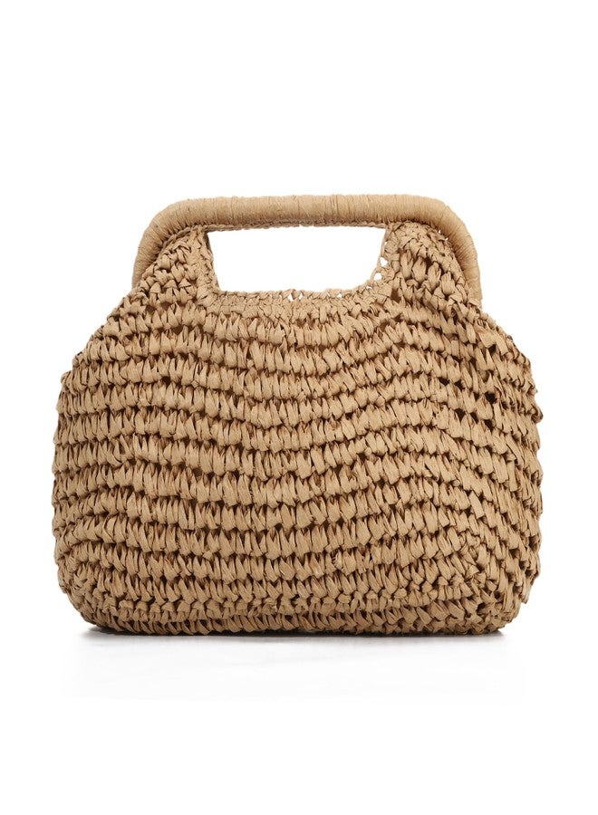 LUI SUI Straw Dumpling Clutch Bag, Summer Beach Bag, Woven Straw Tote Clutch Purse for Women, Vacation Evening Bags - Image 1