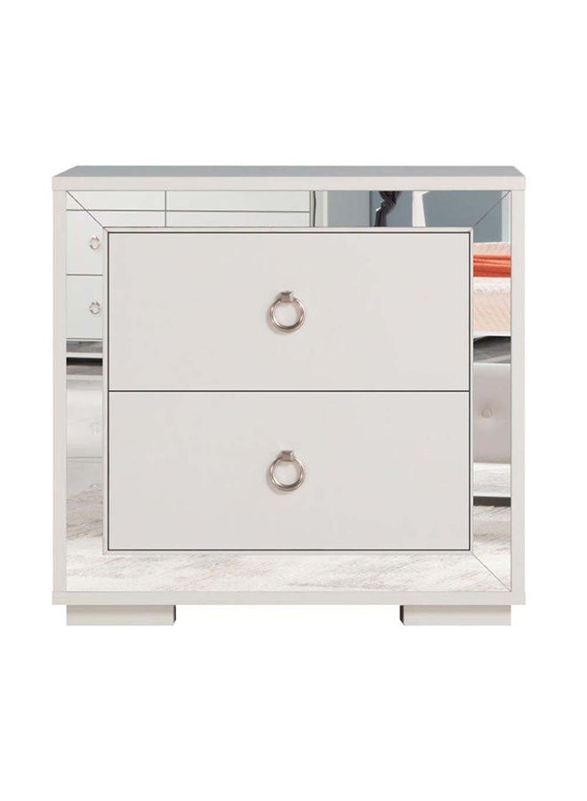 Danube Home Ezekiel Night Stand, Multifunctional Bedside Table, Space Saving  Nightstand End Table Storage - White / Silver - Image 4