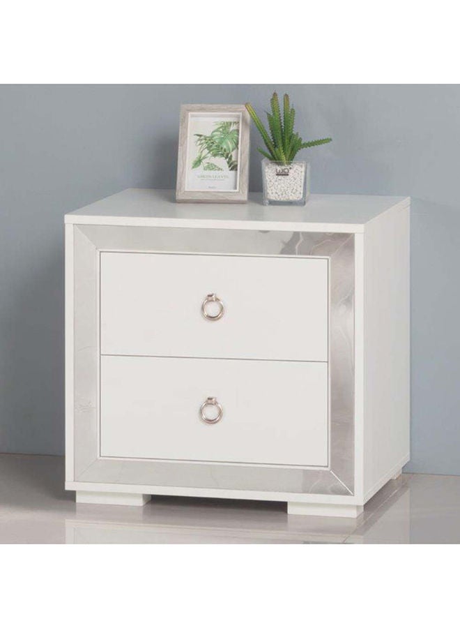 Danube Home Ezekiel Night Stand, Multifunctional Bedside Table, Space Saving  Nightstand End Table Storage - White / Silver - Image 1