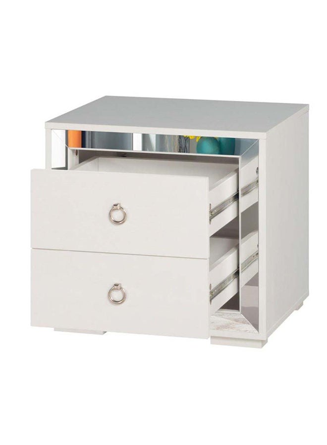 Danube Home Ezekiel Night Stand, Multifunctional Bedside Table, Space Saving  Nightstand End Table Storage - White / Silver - Image 3