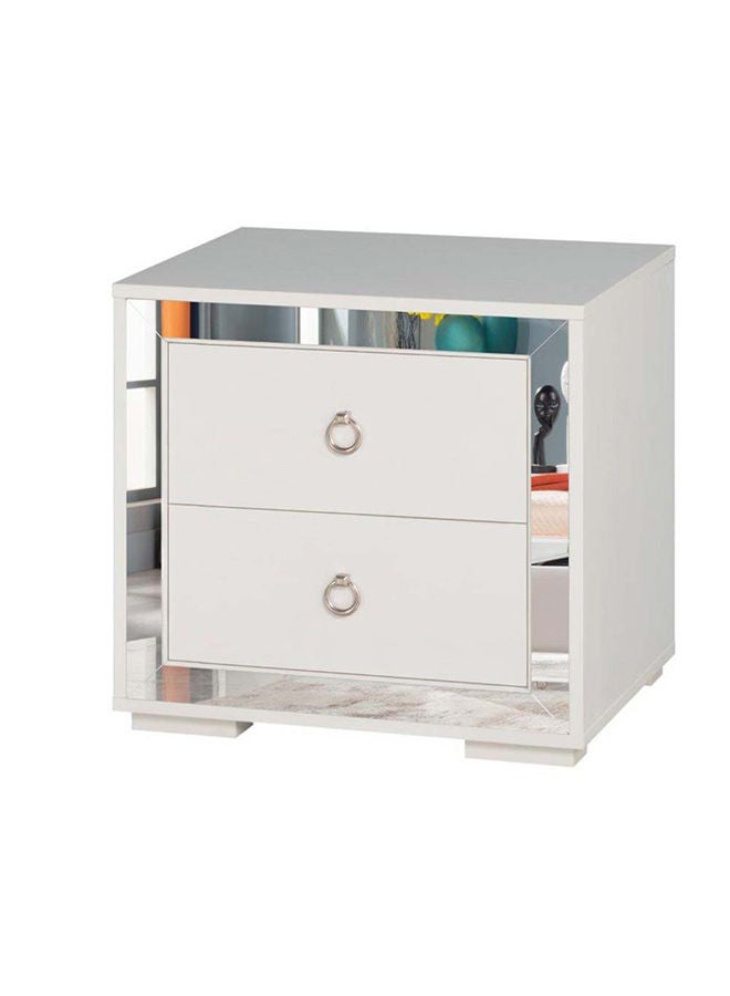 Danube Home Ezekiel Night Stand, Multifunctional Bedside Table, Space Saving  Nightstand End Table Storage - White / Silver - Image 2