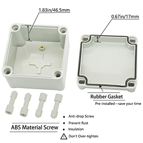 Zulkit Junction Box ABS Plastic Dustproof Waterproof IP67 Junction Boxes Universal Electrical Project Enclosure DIY Electronic Project Box Grey 3.94 x 3.94 x 2.95 inch (100 x 100 x 75 mm) - Image 3