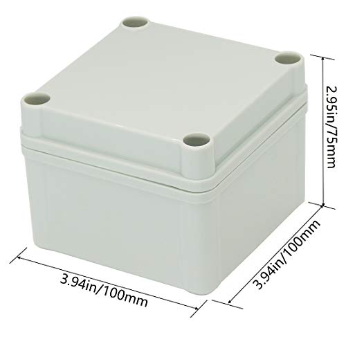 Zulkit Junction Box ABS Plastic Dustproof Waterproof IP67 Junction Boxes Universal Electrical Project Enclosure DIY Electronic Project Box Grey 3.94 x 3.94 x 2.95 inch (100 x 100 x 75 mm) - Image 2