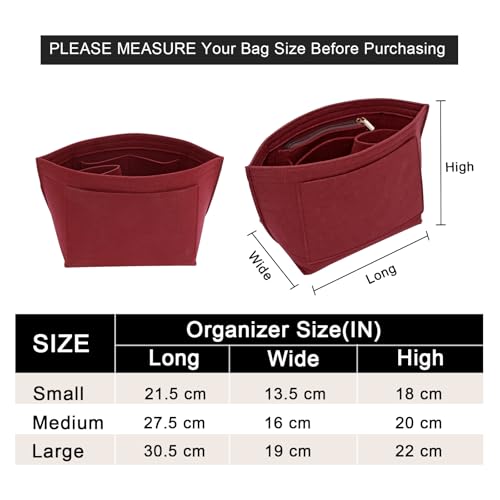 LOUKAYCCI Felt Purse Organizer Insert for Longchamp Le Pliage L Handbag Insert Vine Red Large - Image 3
