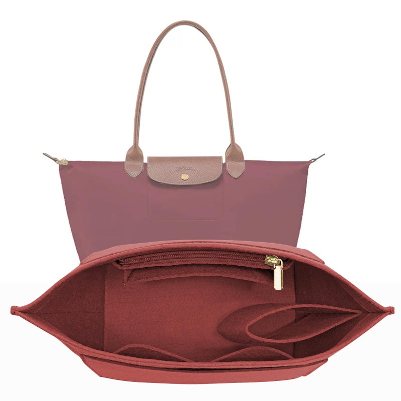 LOUKAYCCI Felt Purse Organizer Insert for Longchamp Le Pliage L Handbag Insert Vine Red Large - Image 2