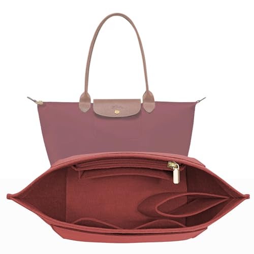 LOUKAYCCI Felt Purse Organizer Insert for Longchamp Le Pliage L Handbag Insert Vine Red Large - Image 1