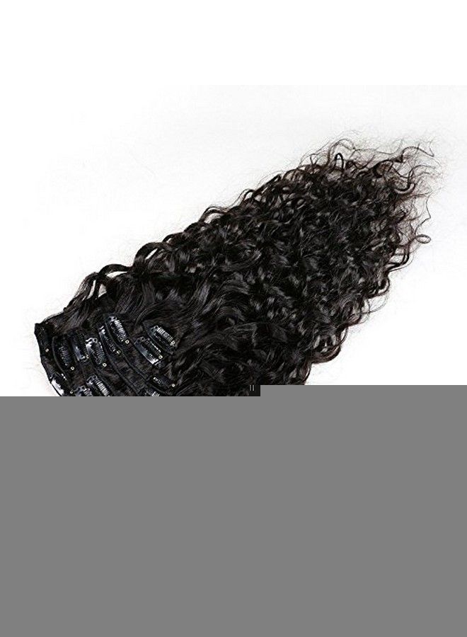EIAKE 14inch 7 Pcs 120g Water Wave Curly Virgin Brazilian Remy Clip in Human Hair Extension Wavy Human Hair Extensions Clip Ins l Black Clip on Hair Extensions for Black Women - Image 5