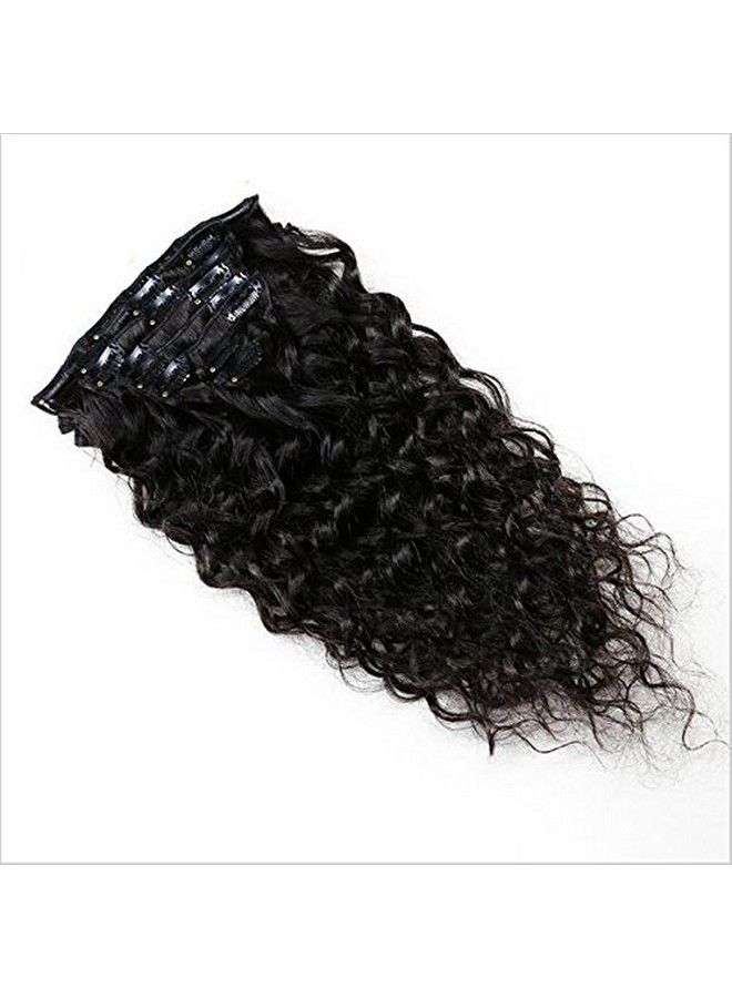 EIAKE 14inch 7 Pcs 120g Water Wave Curly Virgin Brazilian Remy Clip in Human Hair Extension Wavy Human Hair Extensions Clip Ins l Black Clip on Hair Extensions for Black Women - Image 4