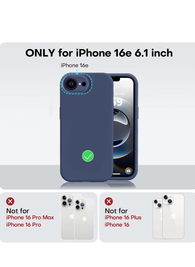 ELTRAZONE Liquid Silicone Case Compatible with iPhone 16e (6.1-Inch) – Soft Anti-Scratch Shockproof Protective Cover with Raised Camera Protection, Microfiber Lining, Slim Durable Lightweight Grip Case – Navy Blue Silicone Phone Case - Image 2