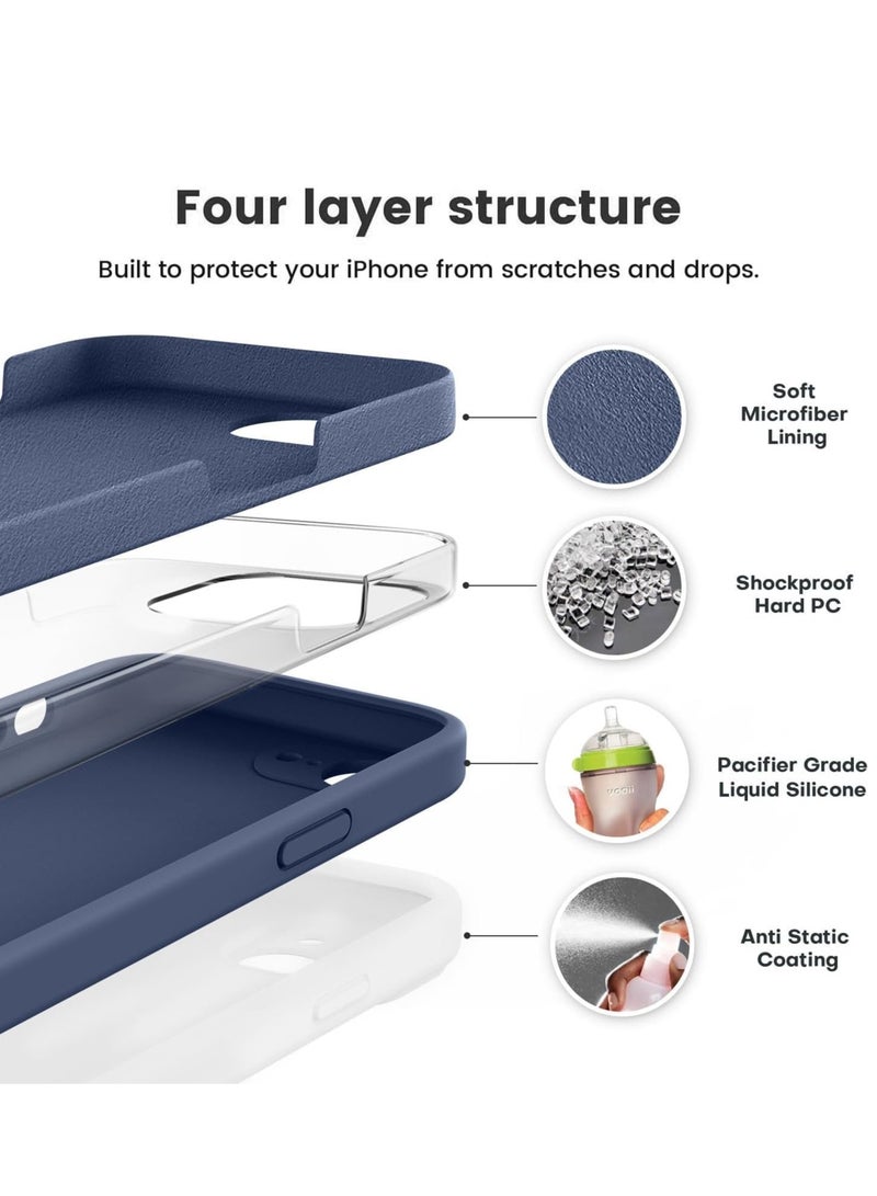 ELTRAZONE Liquid Silicone Case Compatible with iPhone 16e (6.1-Inch) – Soft Anti-Scratch Shockproof Protective Cover with Raised Camera Protection, Microfiber Lining, Slim Durable Lightweight Grip Case – Navy Blue Silicone Phone Case - Image 3