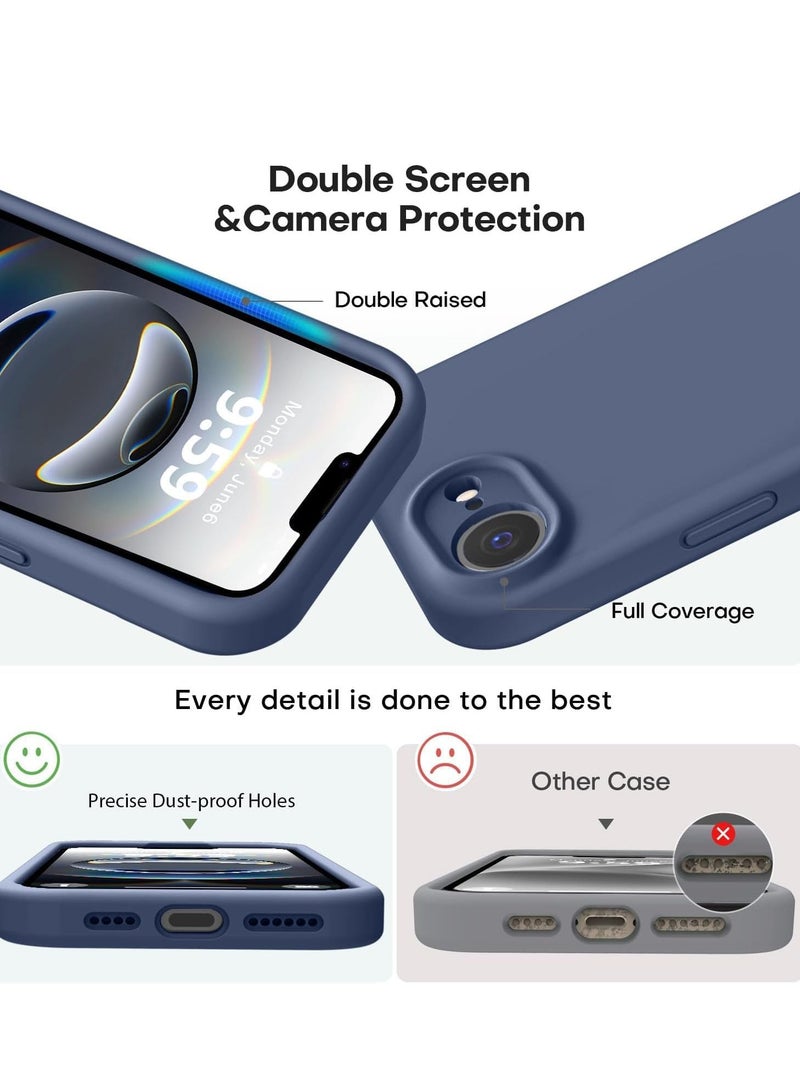 ELTRAZONE Liquid Silicone Case Compatible with iPhone 16e (6.1-Inch) – Soft Anti-Scratch Shockproof Protective Cover with Raised Camera Protection, Microfiber Lining, Slim Durable Lightweight Grip Case – Navy Blue Silicone Phone Case - Image 4