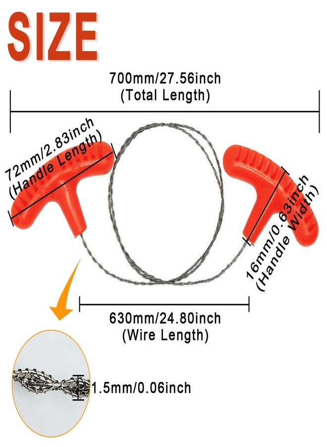 NGeGe 2pcs 28'' Stainless Steel Cable Saws With Orange Plastic Handles,Outdoor Hand Saw Wire Saw For Wood Cutting Hiking Camping - Image 2